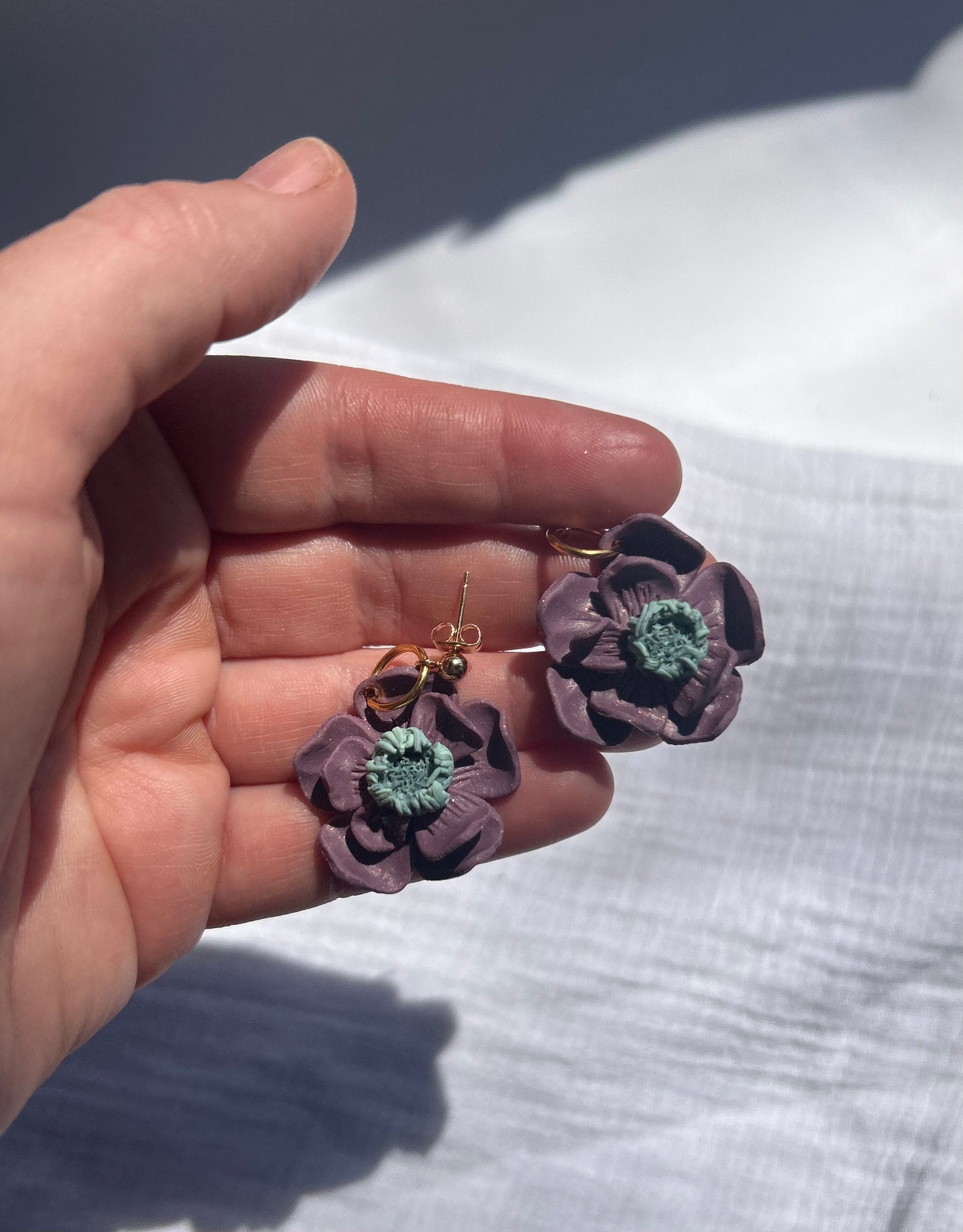 Hellebore Floral Dangle Earrings