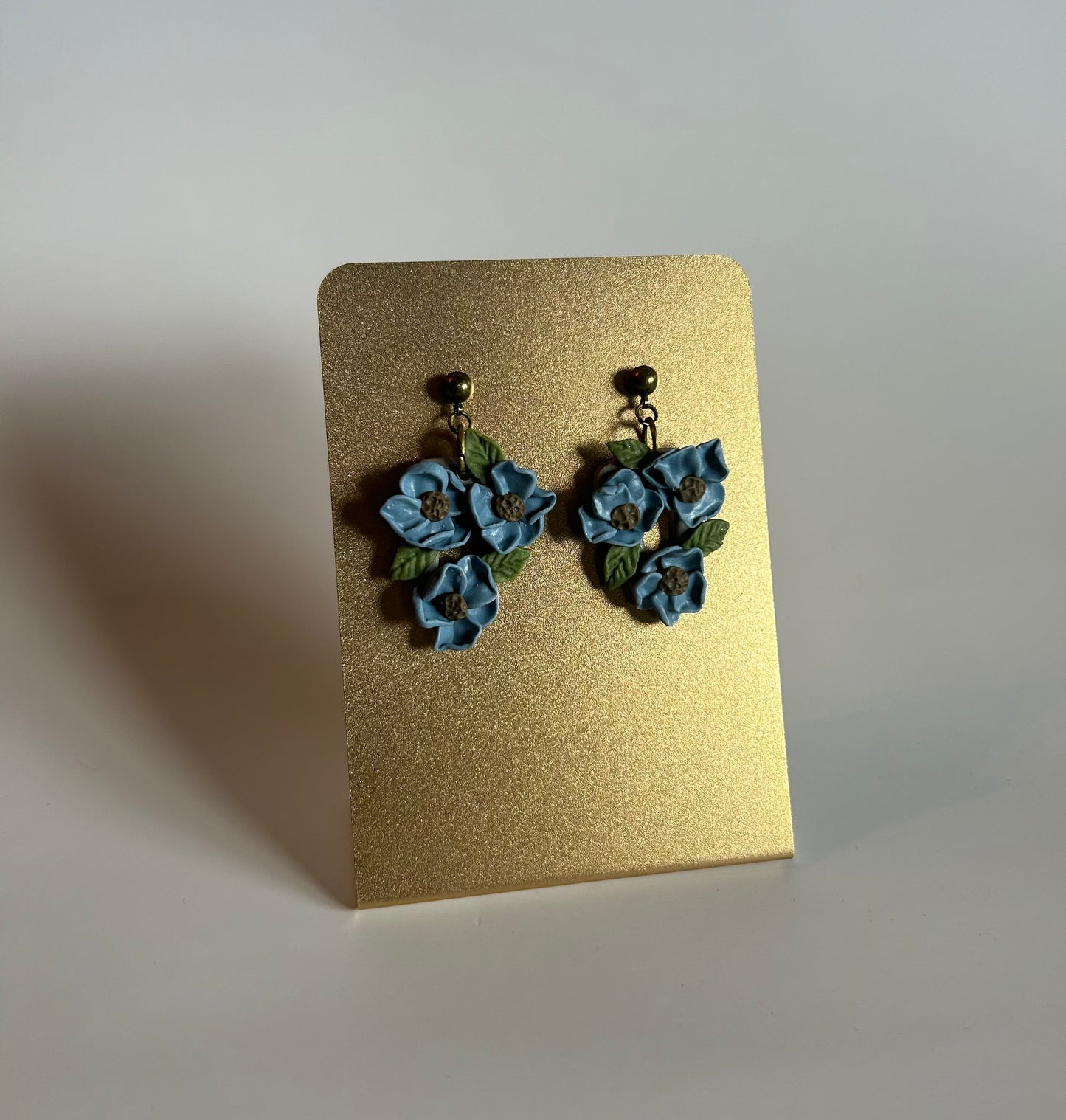 Blue Floral Polymer Clay Earrings