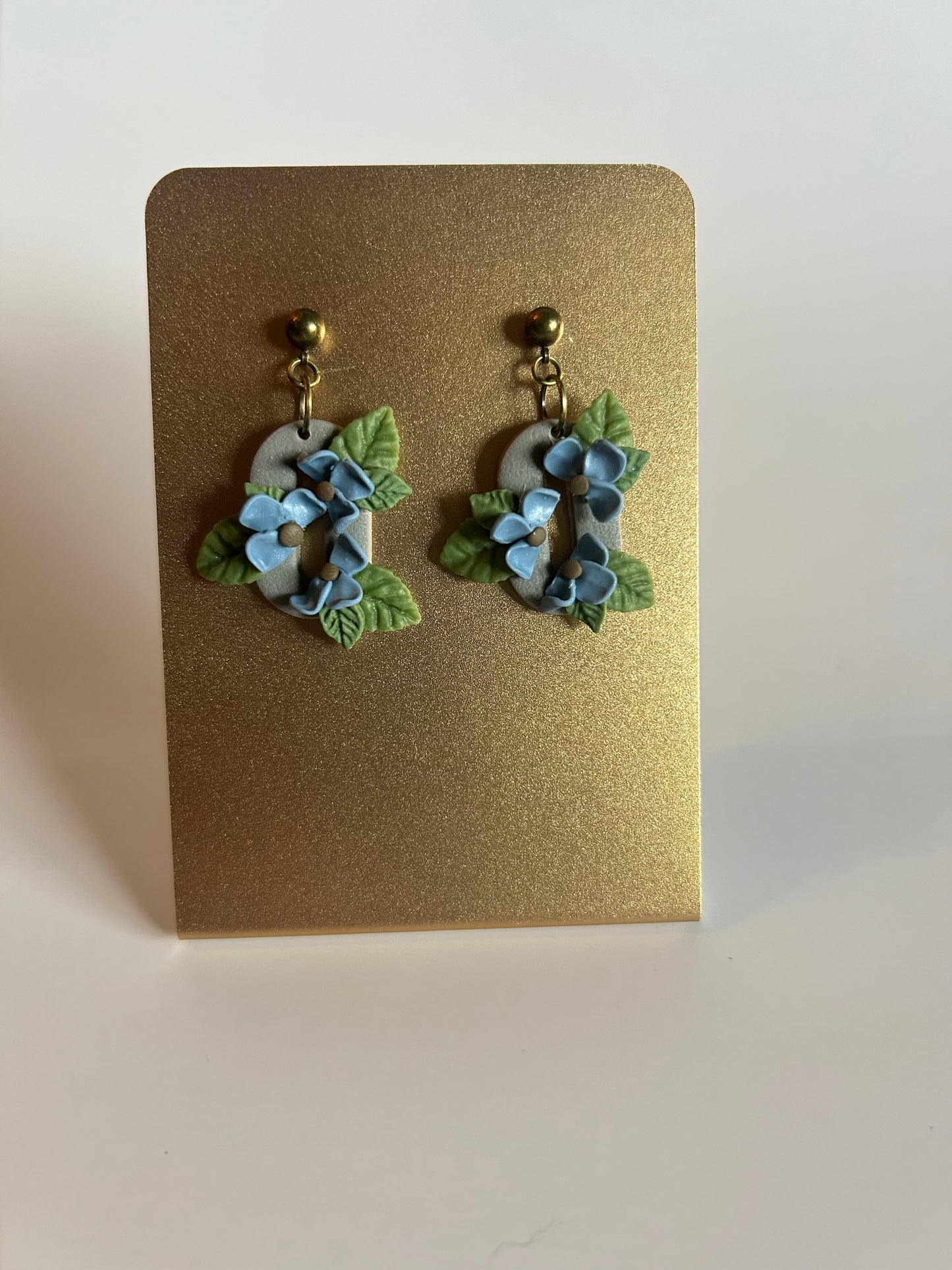 Blue Floral Polymer Clay Earrings