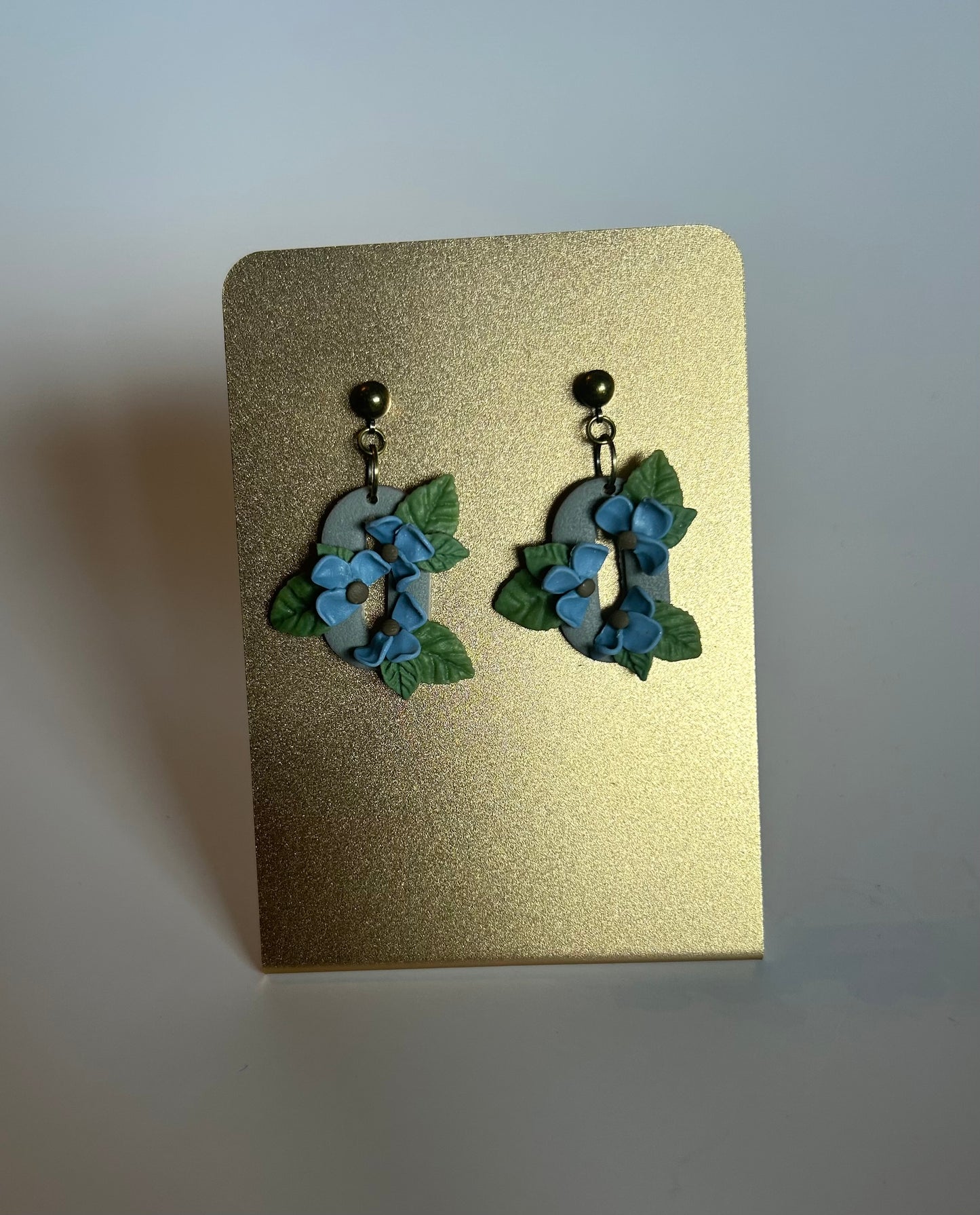 Blue Floral Polymer Clay Earrings