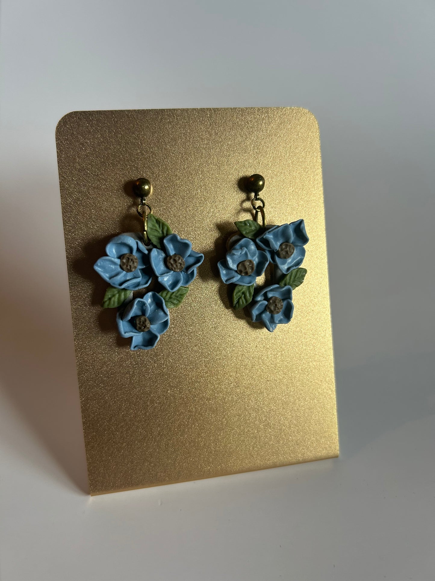 Blue Floral Polymer Clay Earrings