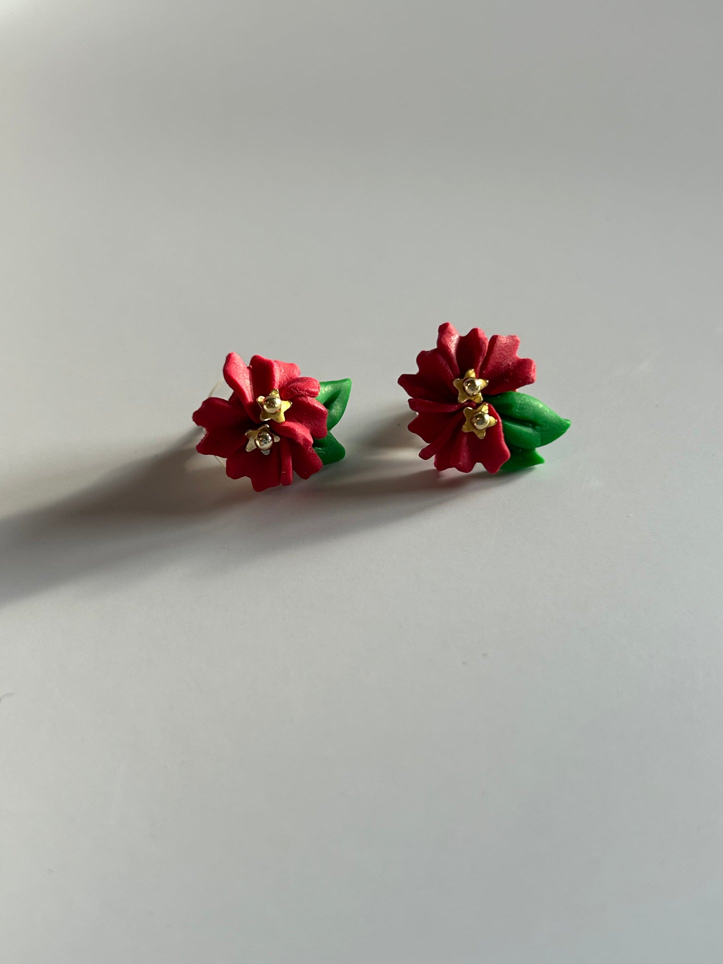 Pointsettia Stud Polymer Clay Earrings