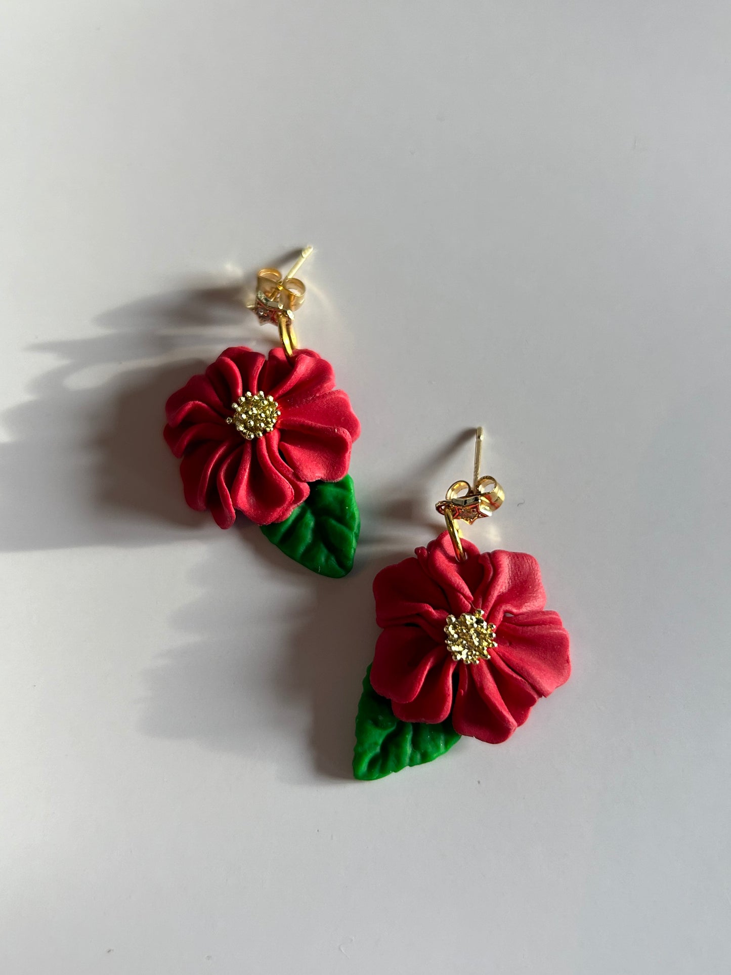 Pointsettia Polymer Clay Earrings