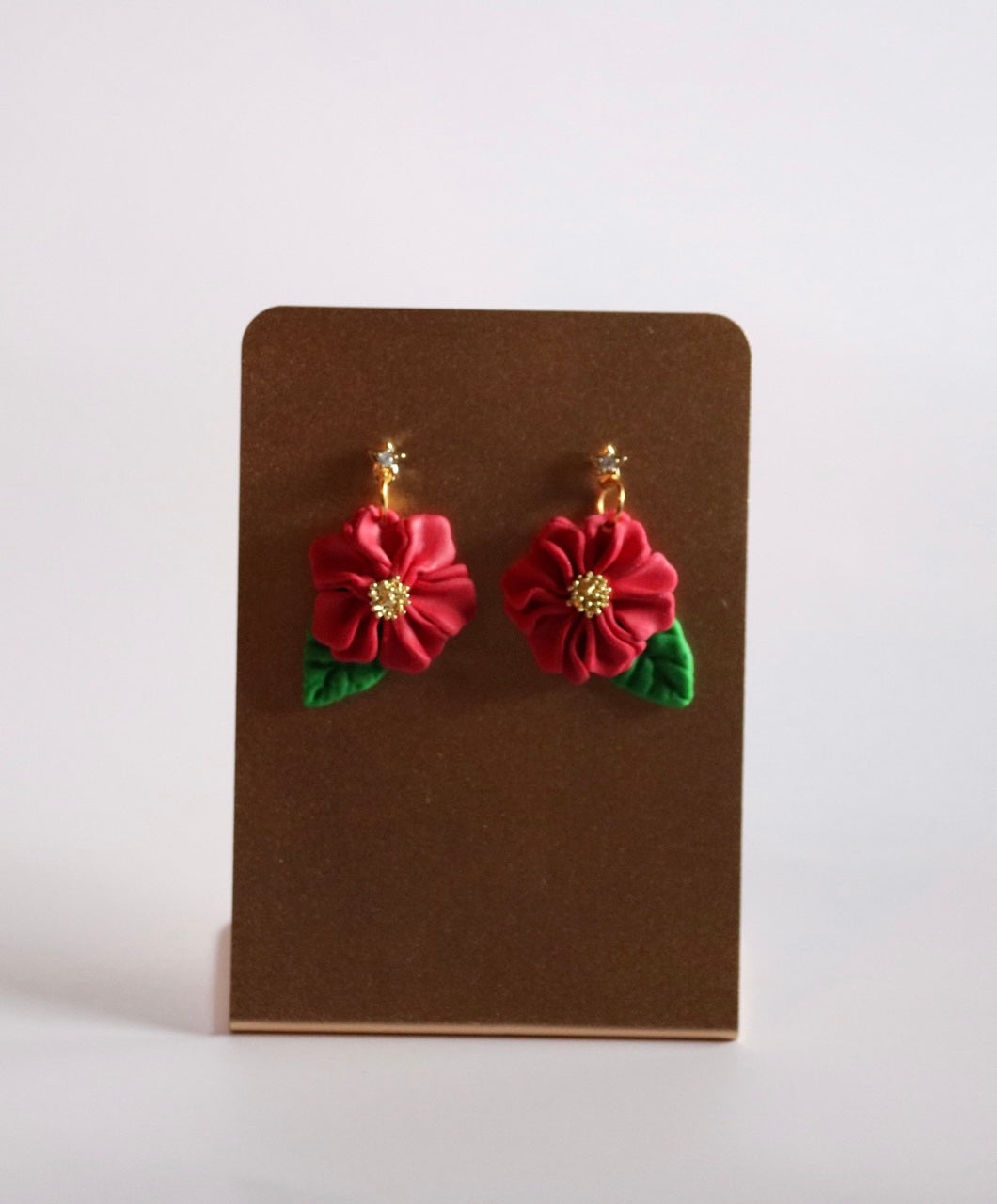 Pointsettia Polymer Clay Earrings