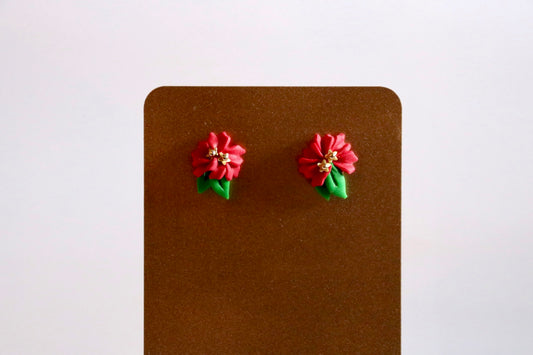 Pointsettia Stud Polymer Clay Earrings