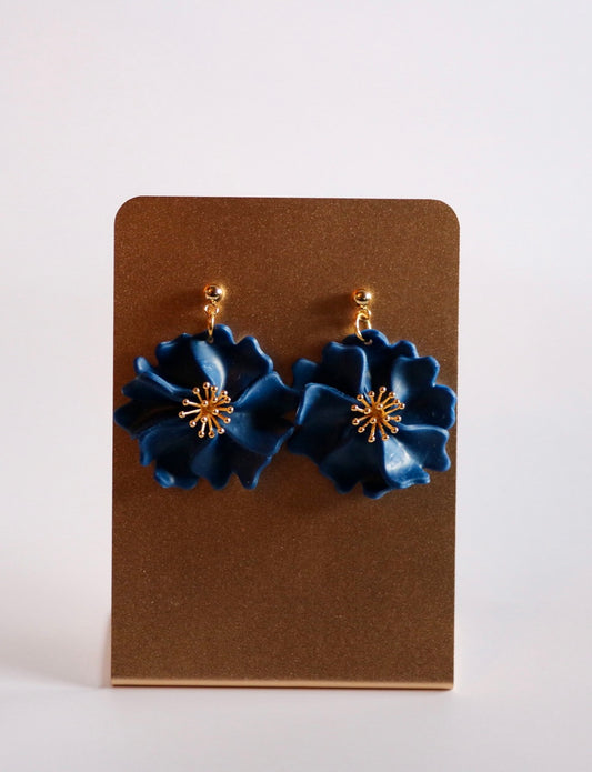 Midnight Blue Floral Earrings